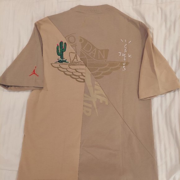 Nike Air Jordan Travis Scott Cactus Jack Khaki T-Shirt Size M *in hand* NWT - Picture 2 of 3